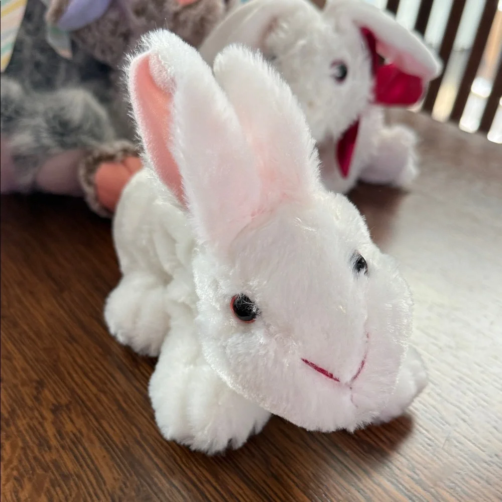 5 stuffed animal bunnies